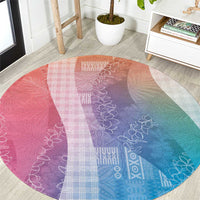 Polynesian Tribal Pattern Patchwork Picturesque Round Carpet Holographic
