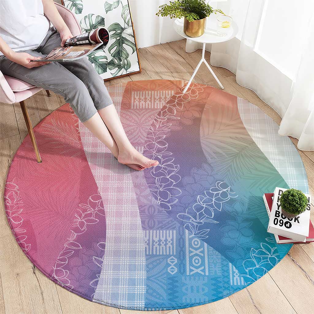 Polynesian Tribal Pattern Patchwork Picturesque Round Carpet Holographic