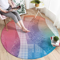 Polynesian Tribal Pattern Patchwork Picturesque Round Carpet Holographic