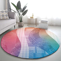 Polynesian Tribal Pattern Patchwork Picturesque Round Carpet Holographic