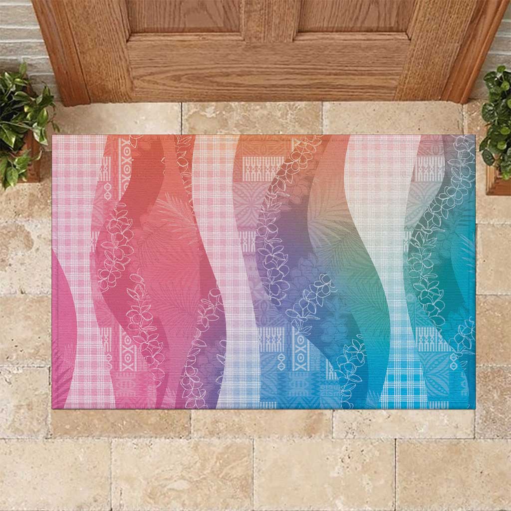 Polynesian Tribal Pattern Patchwork Picturesque Rubber Doormat Holographic