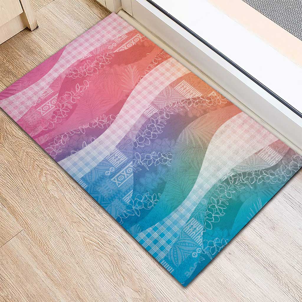 Polynesian Tribal Pattern Patchwork Picturesque Rubber Doormat Holographic