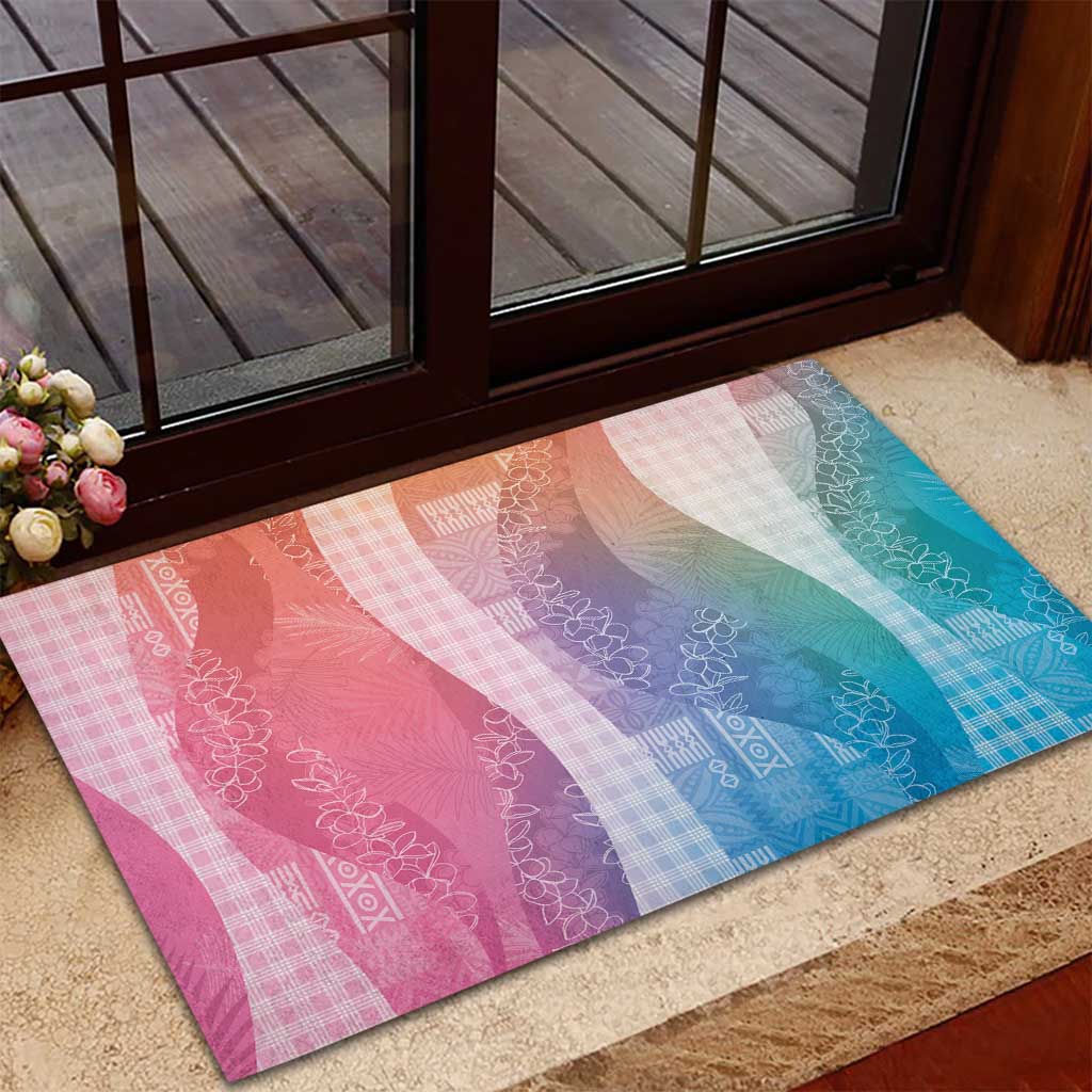 Polynesian Tribal Pattern Patchwork Picturesque Rubber Doormat Holographic