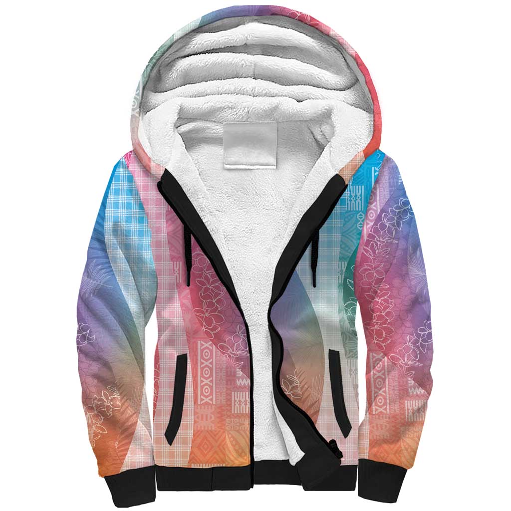 Polynesian Tribal Pattern Patchwork Picturesque Sherpa Hoodie Holographic LT7 Unisex Holographic - Polynesian Pride