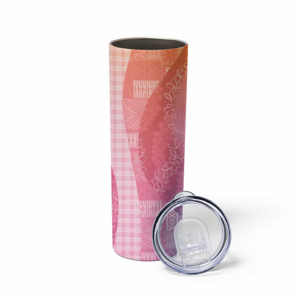 Polynesian Tribal Pattern Patchwork Picturesque Skinny Tumbler Holographic LT7 - Polynesian Pride
