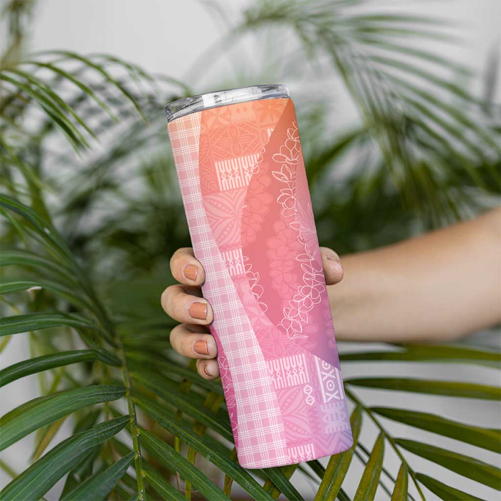 Polynesian Tribal Pattern Patchwork Picturesque Skinny Tumbler Holographic LT7 - Polynesian Pride