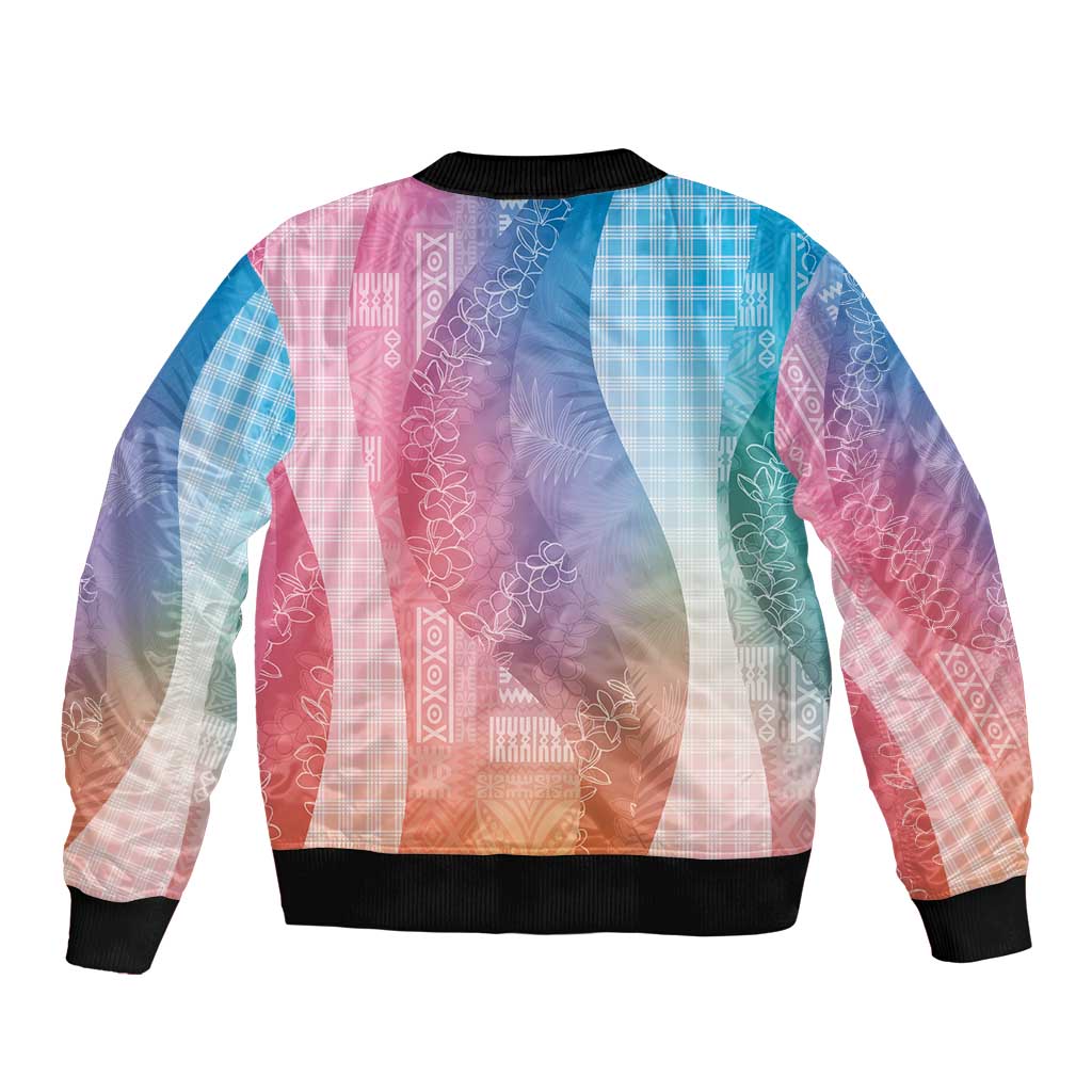 Polynesian Tribal Pattern Patchwork Picturesque Sleeve Zip Bomber Jacket Holographic LT7 - Polynesian Pride