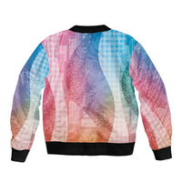 Polynesian Tribal Pattern Patchwork Picturesque Sleeve Zip Bomber Jacket Holographic LT7 - Polynesian Pride