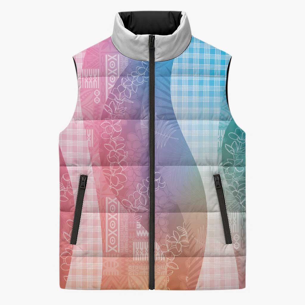 Polynesian Tribal Pattern Patchwork Picturesque Sleeveless Puffer Jacket Holographic LT7 Unisex Holographic - Polynesian Pride