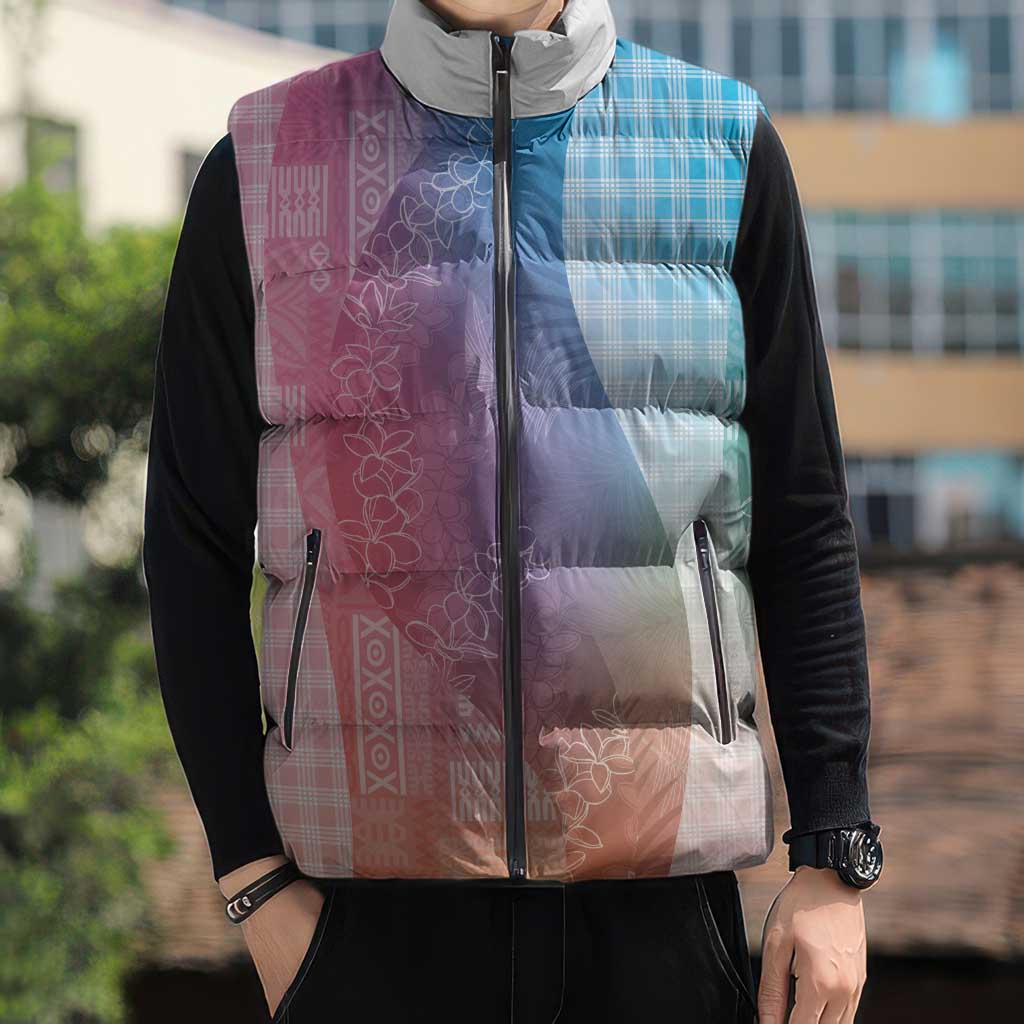 Polynesian Tribal Pattern Patchwork Picturesque Sleeveless Puffer Jacket Holographic LT7 - Polynesian Pride