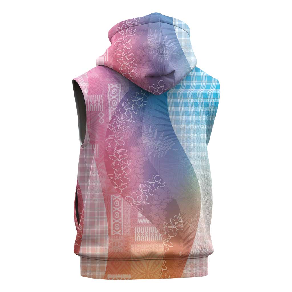 Polynesian Tribal Pattern Patchwork Picturesque Sleeveless Zip Hoodie Holographic LT7 - Polynesian Pride