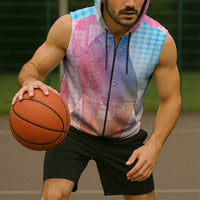 Polynesian Tribal Pattern Patchwork Picturesque Sleeveless Zip Hoodie Holographic LT7 - Polynesian Pride