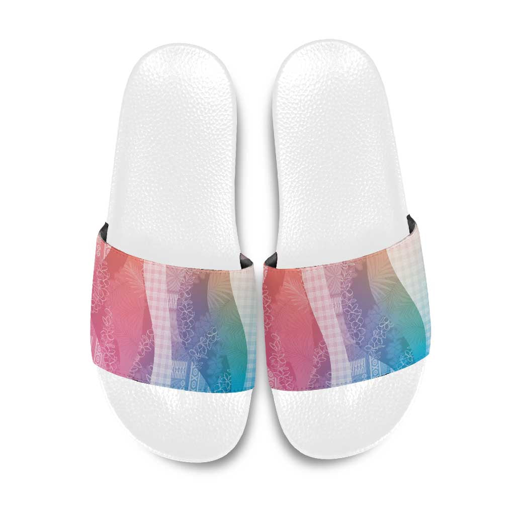 Polynesian Tribal Pattern Patchwork Picturesque Slide Sandals Holographic LT7 Holographic - Polynesian Pride