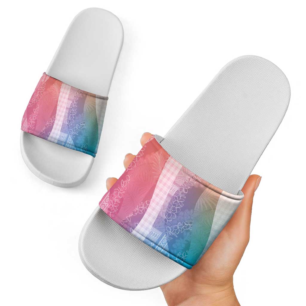 Polynesian Tribal Pattern Patchwork Picturesque Slide Sandals Holographic LT7 - Polynesian Pride