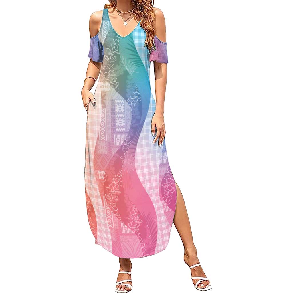 Polynesian Tribal Pattern Patchwork Picturesque Summer Maxi Dress Holographic LT7 Women Holographic - Polynesian Pride