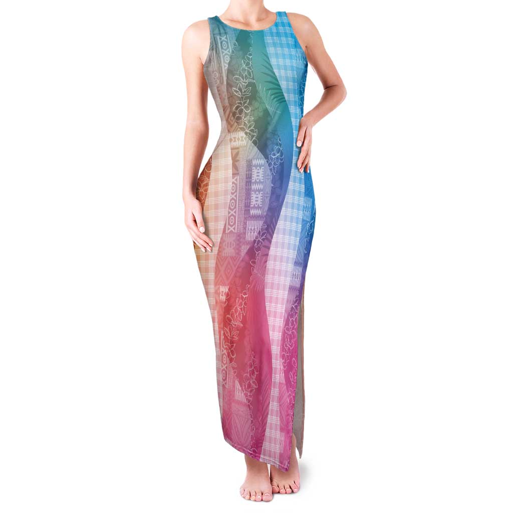 Polynesian Tribal Pattern Patchwork Picturesque Tank Maxi Dress Holographic LT7 Women Holographic - Polynesian Pride