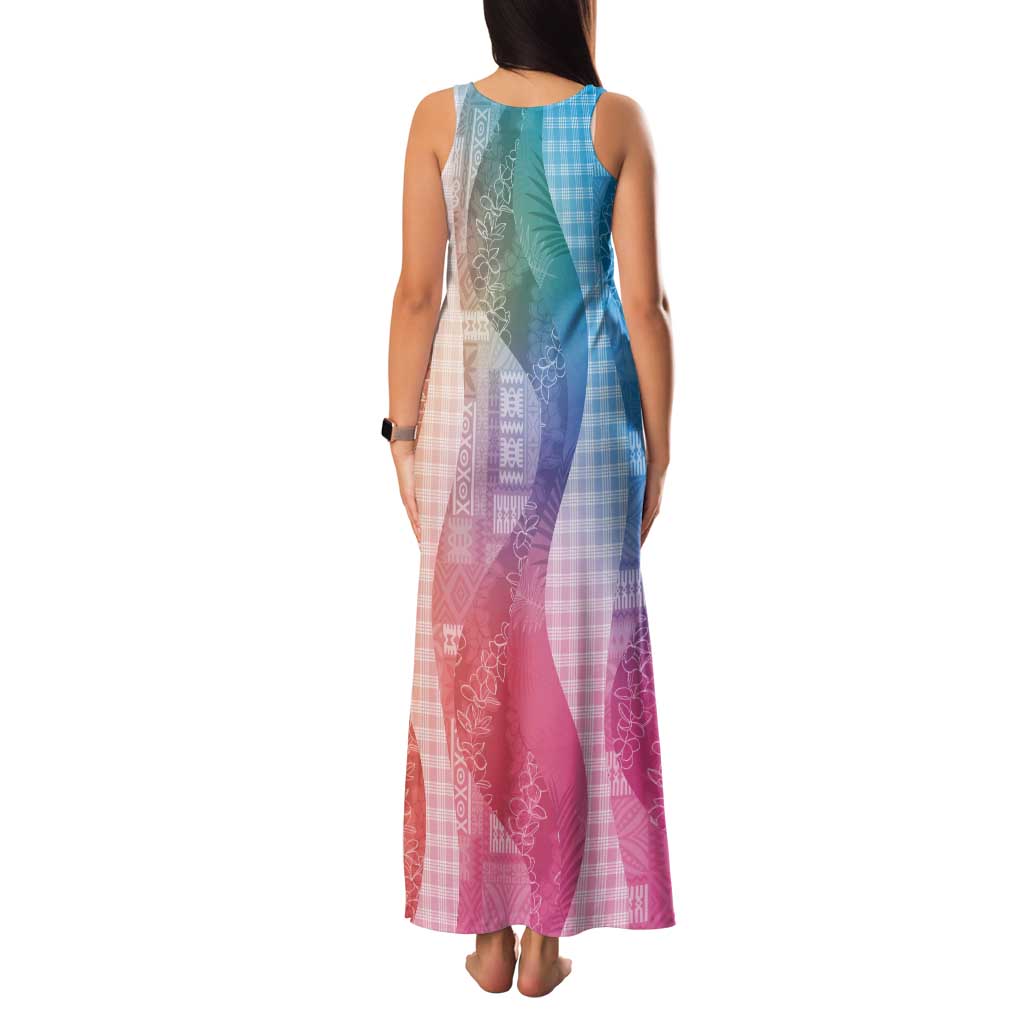 Polynesian Tribal Pattern Patchwork Picturesque Tank Maxi Dress Holographic LT7 - Polynesian Pride