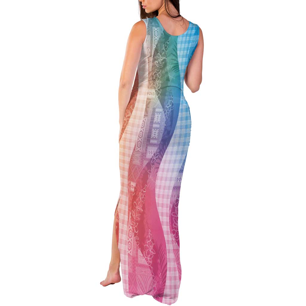 Polynesian Tribal Pattern Patchwork Picturesque Tank Maxi Dress Holographic LT7 - Polynesian Pride
