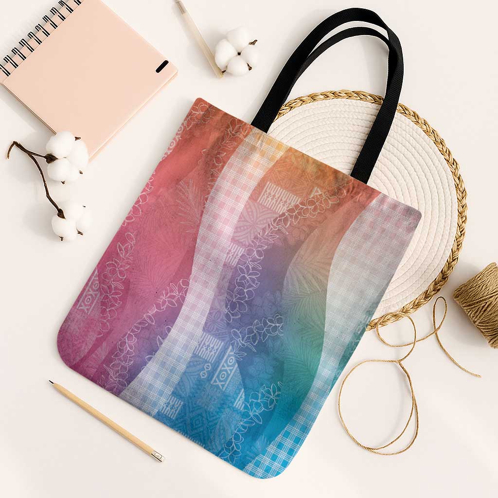 Polynesian Tribal Pattern Patchwork Picturesque Tote Bag Holographic LT7 Black Strap One Size Holographic - Polynesian Pride
