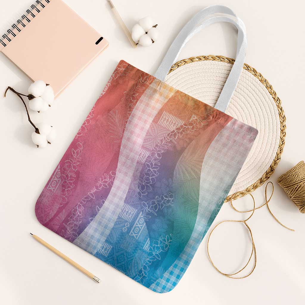 Polynesian Tribal Pattern Patchwork Picturesque Tote Bag Holographic LT7 White Strap One Size Holographic - Polynesian Pride