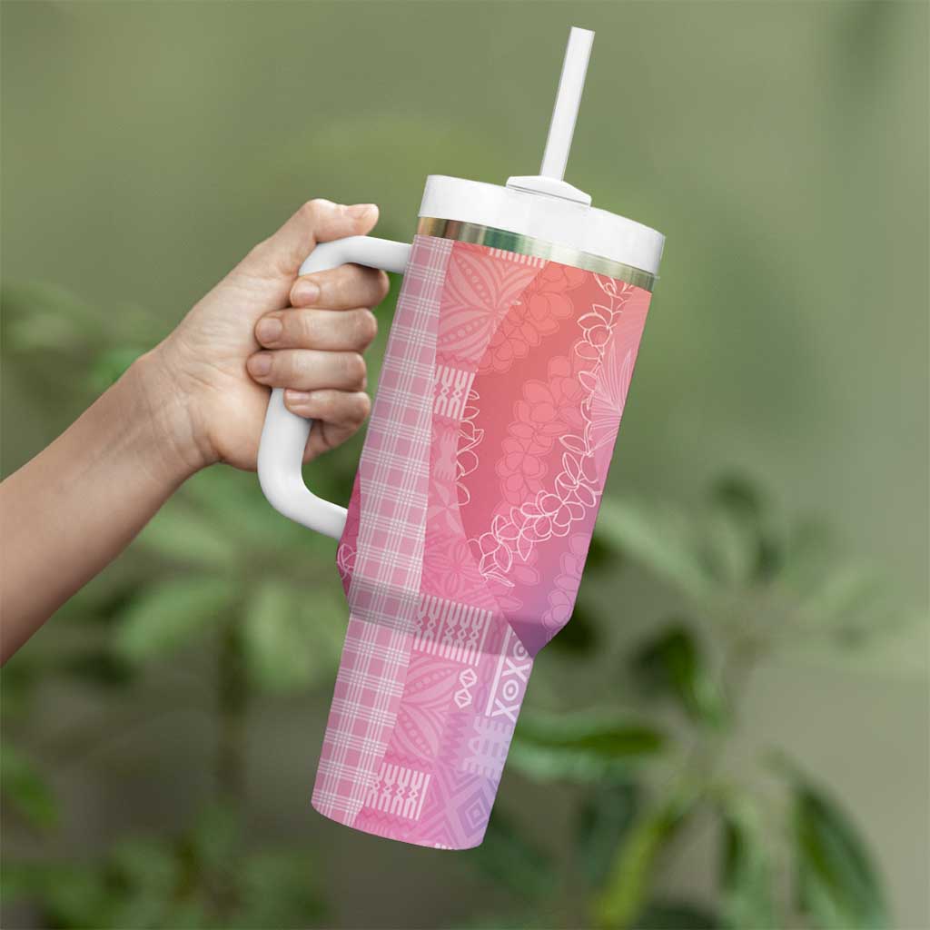Polynesian Tribal Pattern Patchwork Picturesque Tumbler With Handle Holographic LT7 - Polynesian Pride