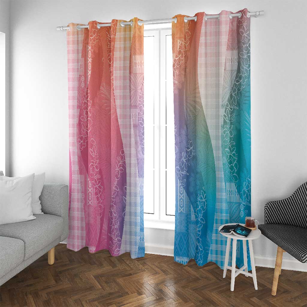 Polynesian Tribal Pattern Patchwork Picturesque Window Curtain Holographic