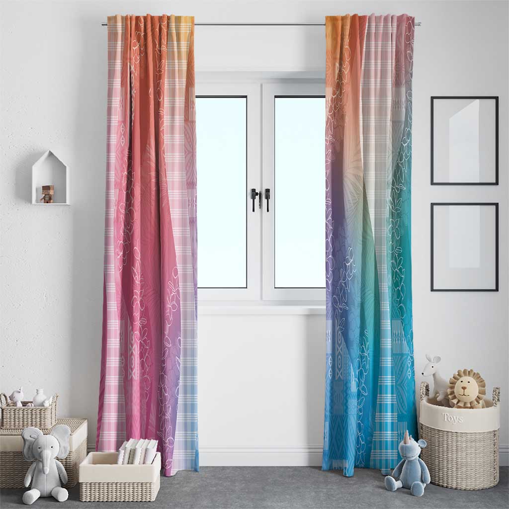 Polynesian Tribal Pattern Patchwork Picturesque Window Curtain Holographic