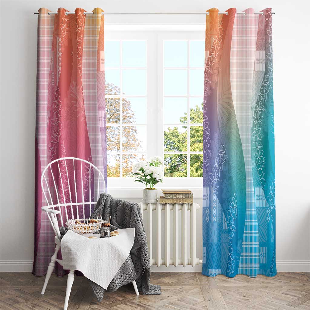 Polynesian Tribal Pattern Patchwork Picturesque Window Curtain Holographic
