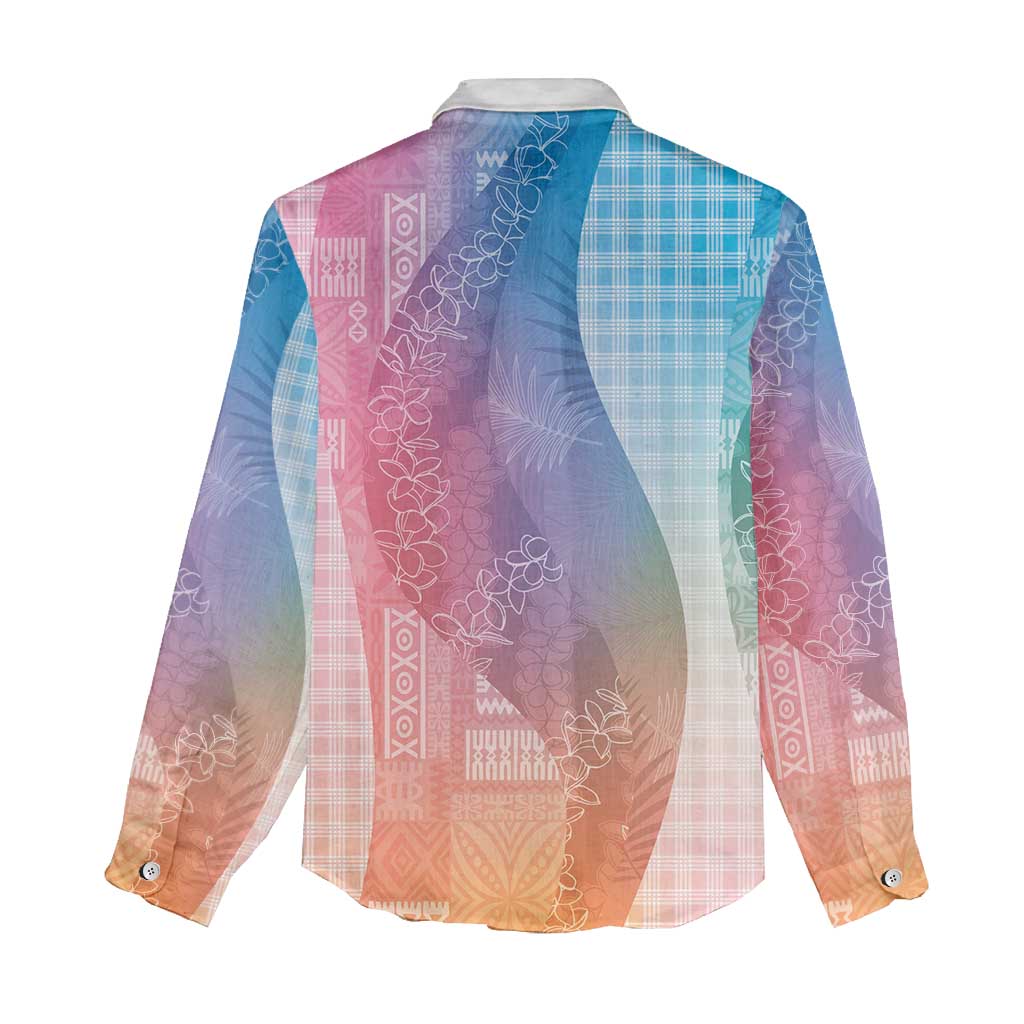 Polynesian Tribal Pattern Patchwork Picturesque Women Casual Shirt Holographic LT7 - Polynesian Pride