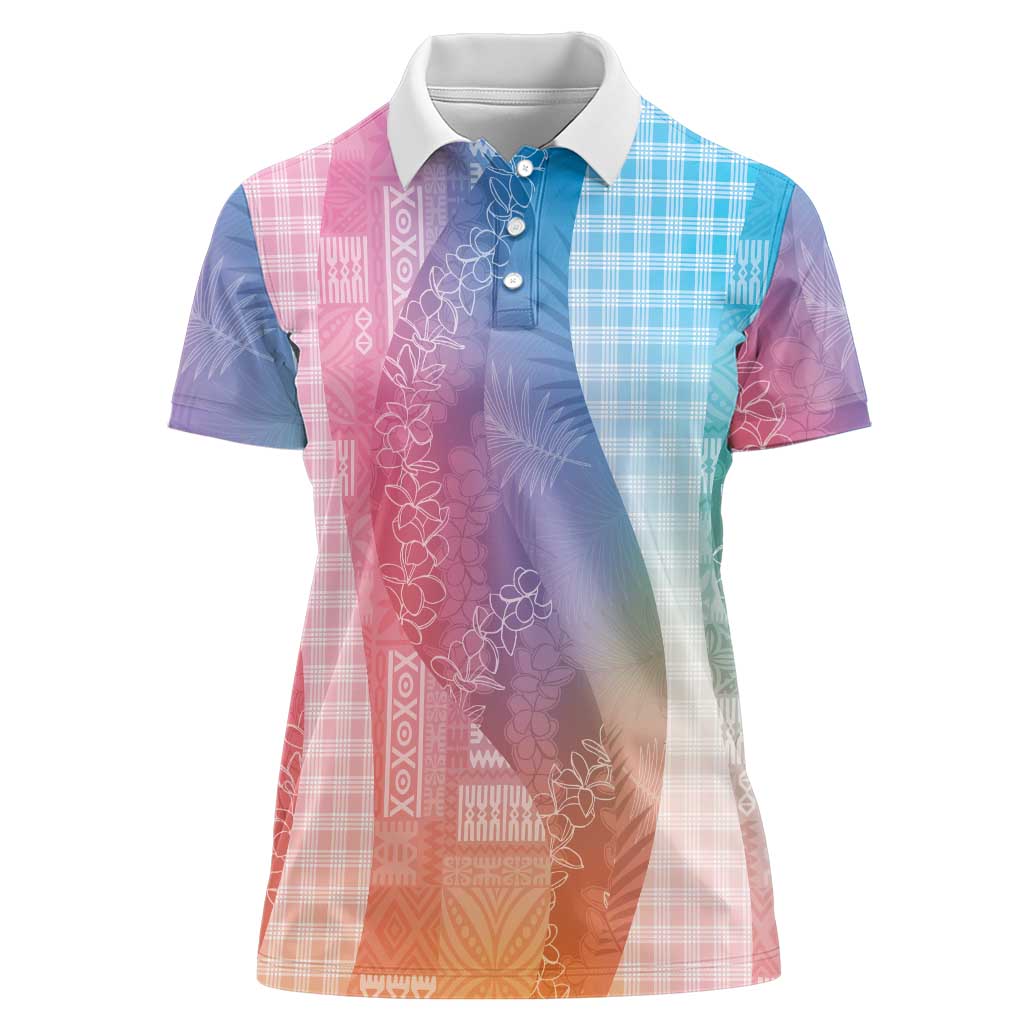 Polynesian Tribal Pattern Patchwork Picturesque Women Polo Shirt Holographic LT7 Female Holographic - Polynesian Pride