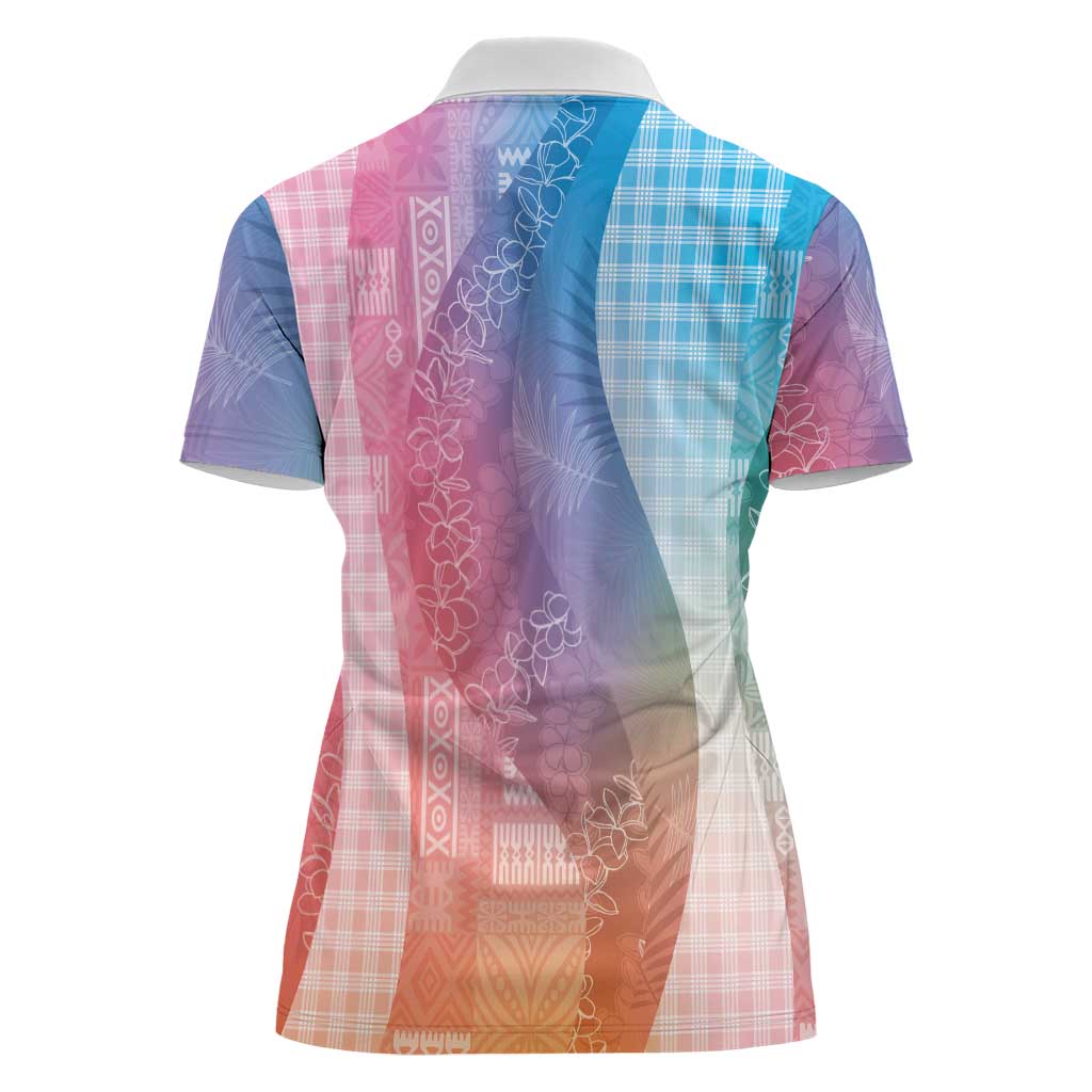 Polynesian Tribal Pattern Patchwork Picturesque Women Polo Shirt Holographic LT7 - Polynesian Pride