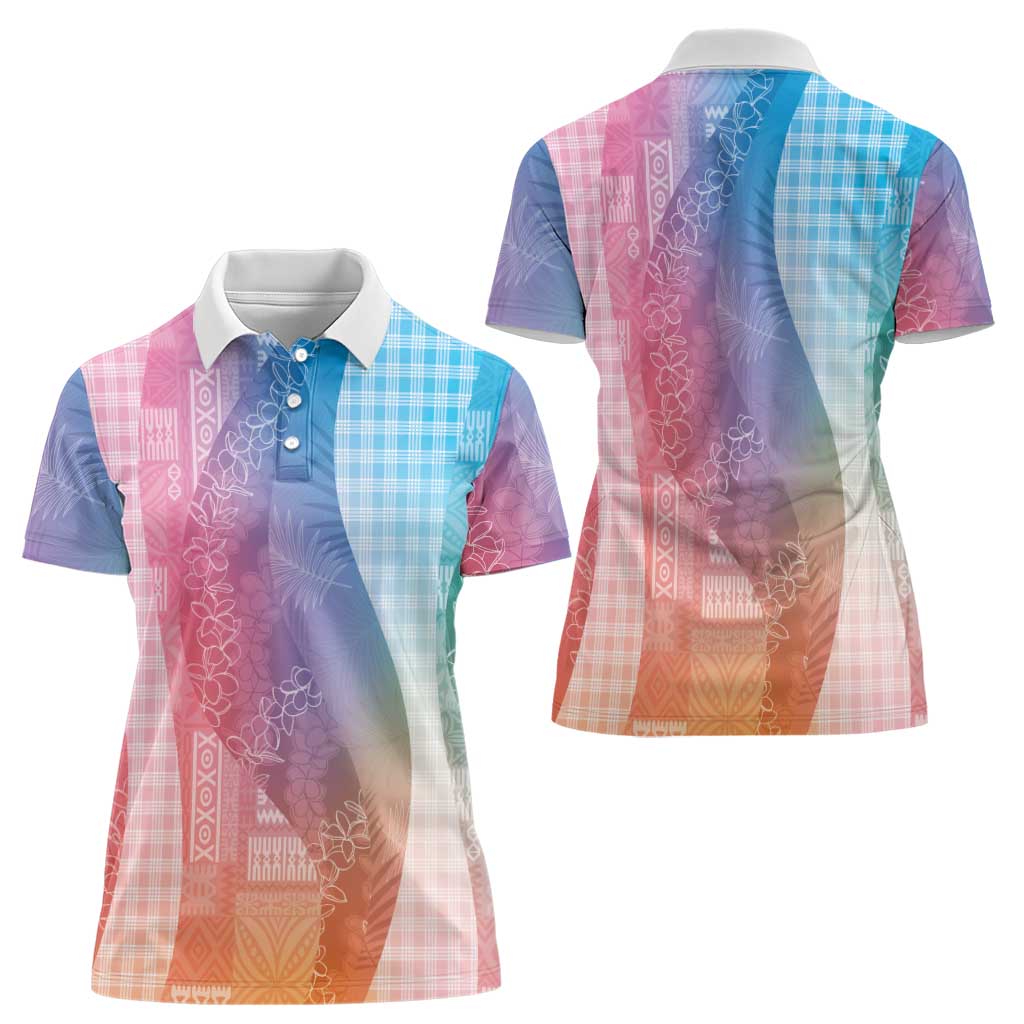Polynesian Tribal Pattern Patchwork Picturesque Women Polo Shirt Holographic LT7 - Polynesian Pride