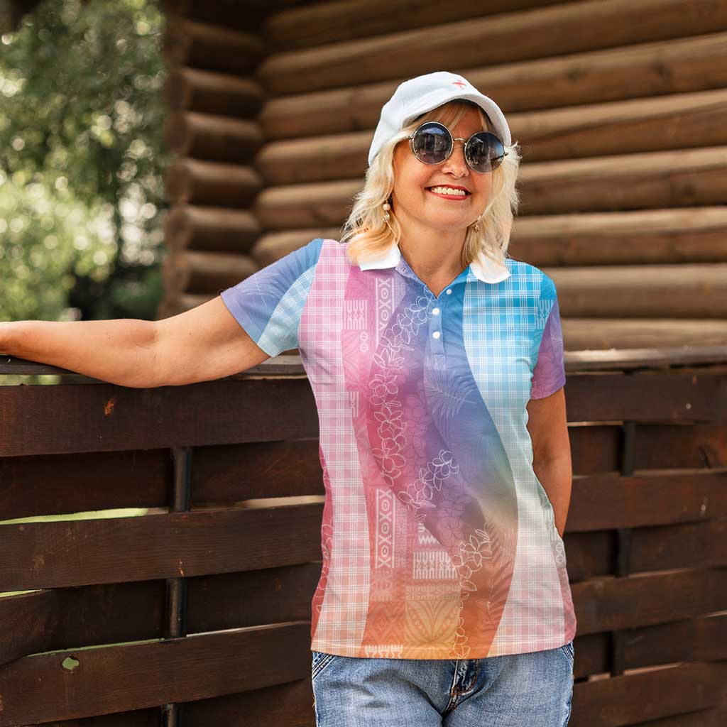 Polynesian Tribal Pattern Patchwork Picturesque Women Polo Shirt Holographic LT7 - Polynesian Pride