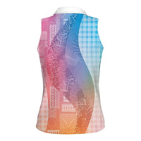 Polynesian Tribal Pattern Patchwork Picturesque Women Sleeveless Polo Shirt Holographic LT7 - Polynesian Pride