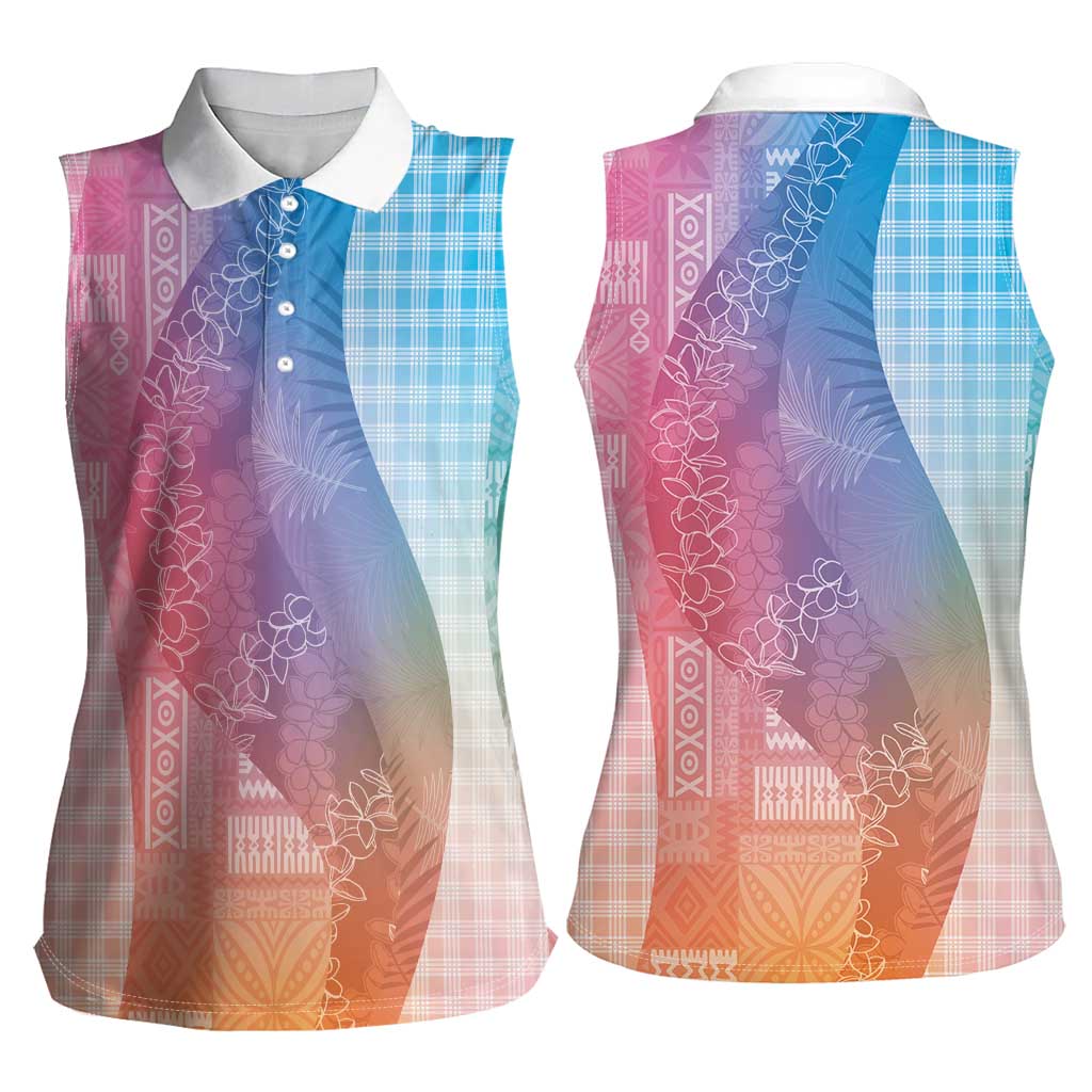 Polynesian Tribal Pattern Patchwork Picturesque Women Sleeveless Polo Shirt Holographic LT7 - Polynesian Pride