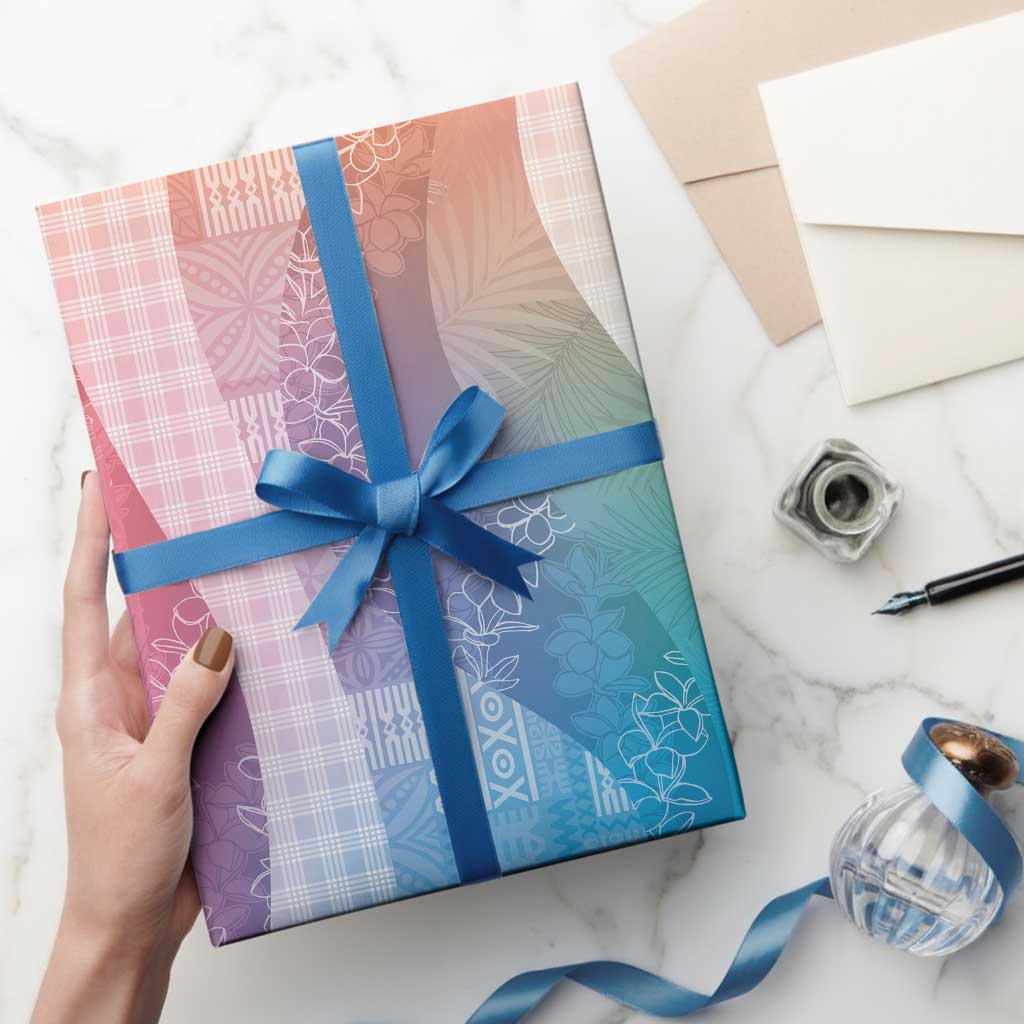 Polynesian Tribal Pattern Patchwork Picturesque Wrapping Paper Holographic LT7 - Polynesian Pride