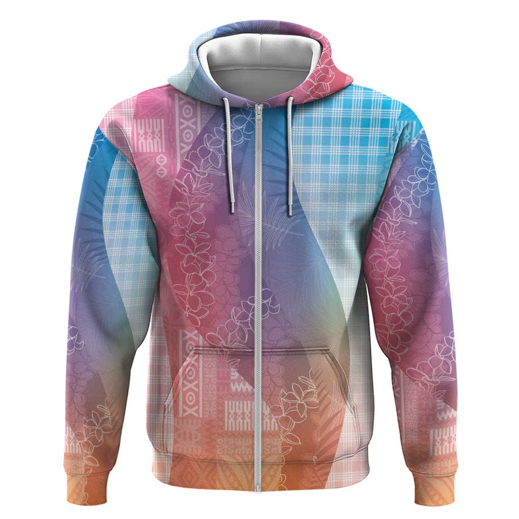 Polynesian Tribal Pattern Patchwork Picturesque Zip Hoodie Holographic LT7 Zip Hoodie Holographic - Polynesian Pride