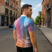 Polynesian Tribal Pattern Patchwork Picturesque Zipper Polo Shirt Holographic LT7 - Polynesian Pride