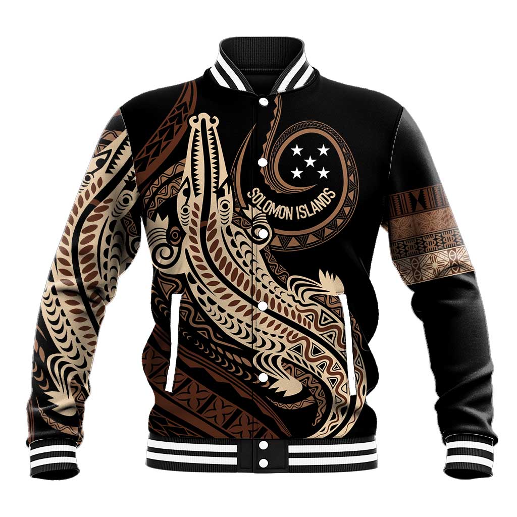 Personalized Solomon Islands Crocodile Baseball Jacket Hapi Isles - Independence Anniversary