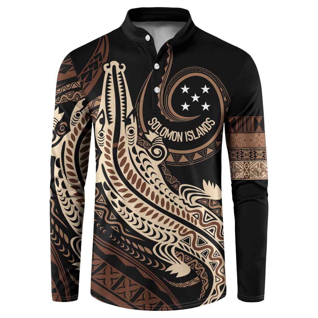Personalized Solomon Islands Crocodile Button Sweatshirt Hapi Isles - Independence Anniversary