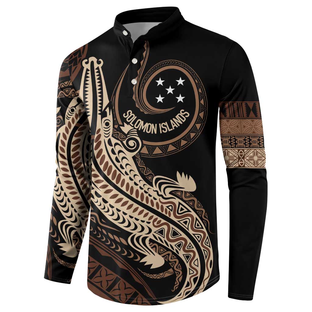 Personalized Solomon Islands Crocodile Button Sweatshirt Hapi Isles - Independence Anniversary