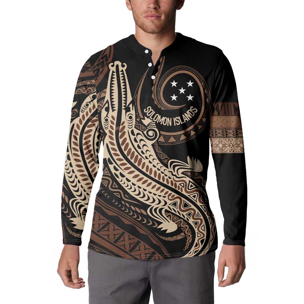 Personalized Solomon Islands Crocodile Button Sweatshirt Hapi Isles - Independence Anniversary