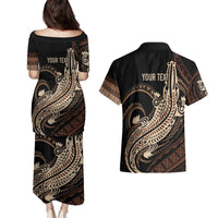 Personalized Solomon Islands Crocodile Couples Matching Puletasi and Hawaiian Shirt Hapi Isles - Independence Anniversary