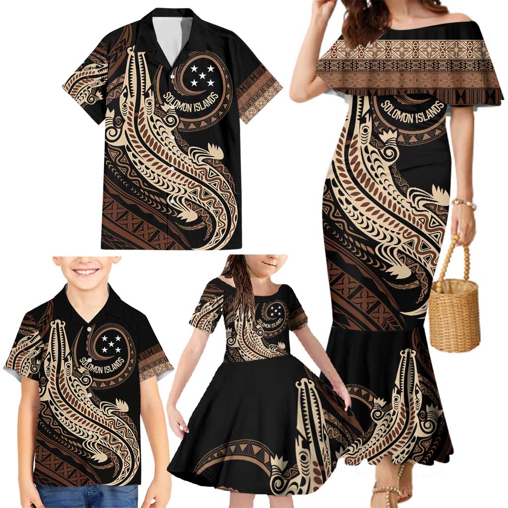 Personalized Solomon Islands Crocodile Family Matching Mermaid Dress and Hawaiian Shirt Hapi Isles - Independence Anniversary