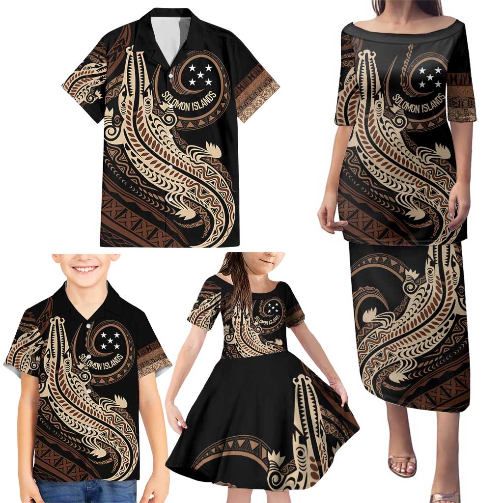 Personalized Solomon Islands Crocodile Family Matching Puletasi and Hawaiian Shirt Hapi Isles - Independence Anniversary