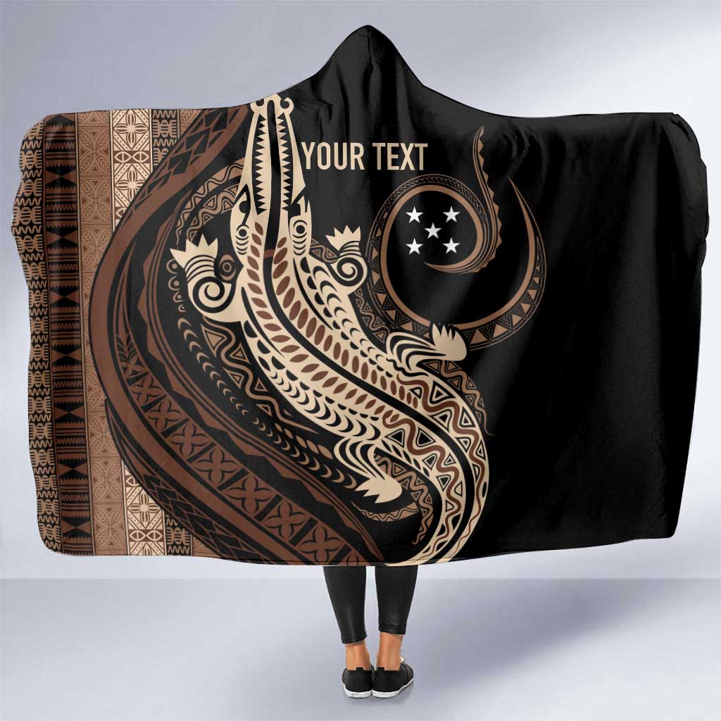 Personalized Solomon Islands Crocodile Hooded Blanket Hapi Isles - Independence Anniversary