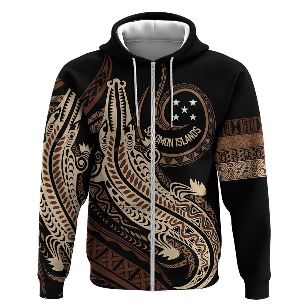 Personalized Solomon Islands Crocodile Hoodie Hapi Isles - Independence Anniversary