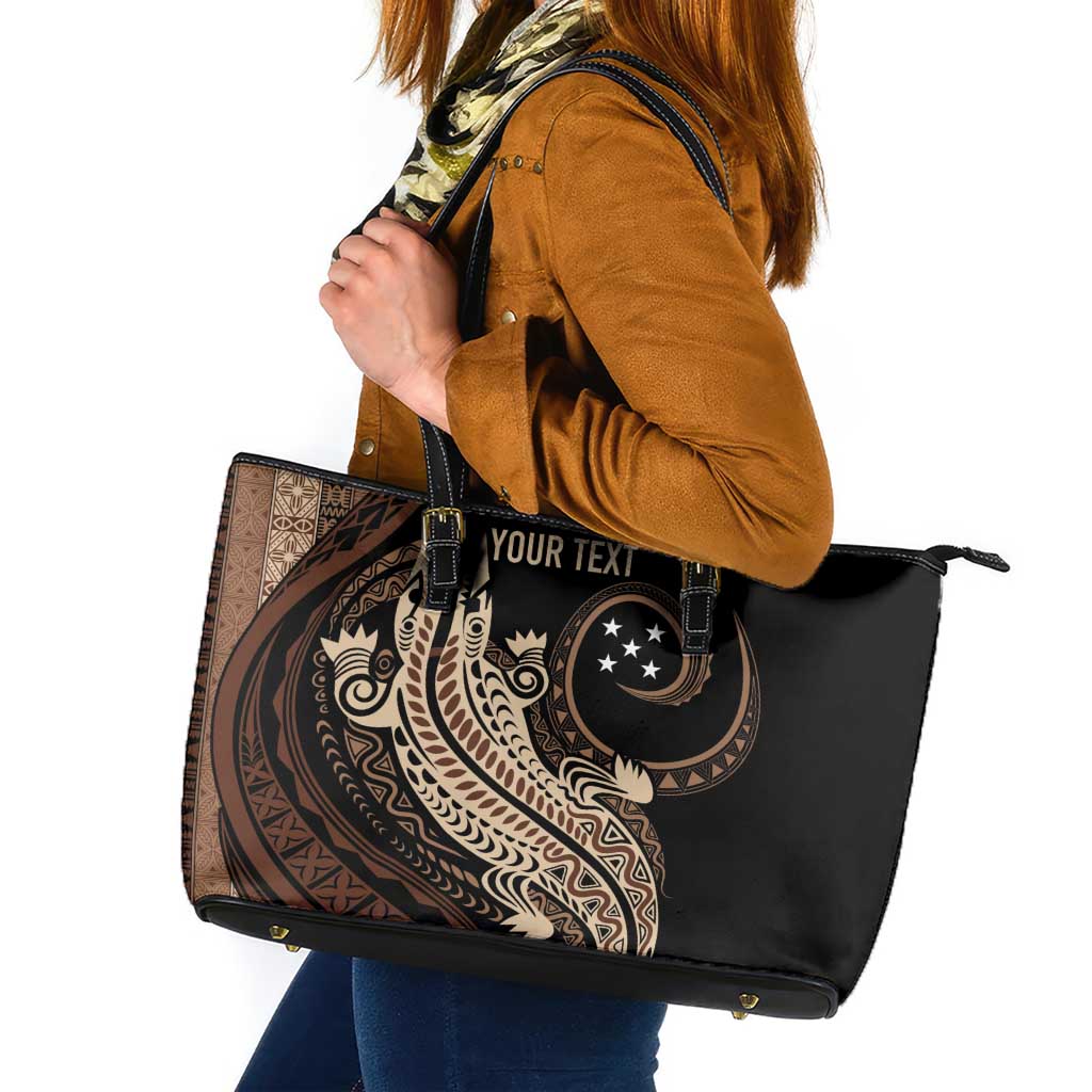 Personalized Solomon Islands Crocodile Leather Tote Bag Hapi Isles - Independence Anniversary