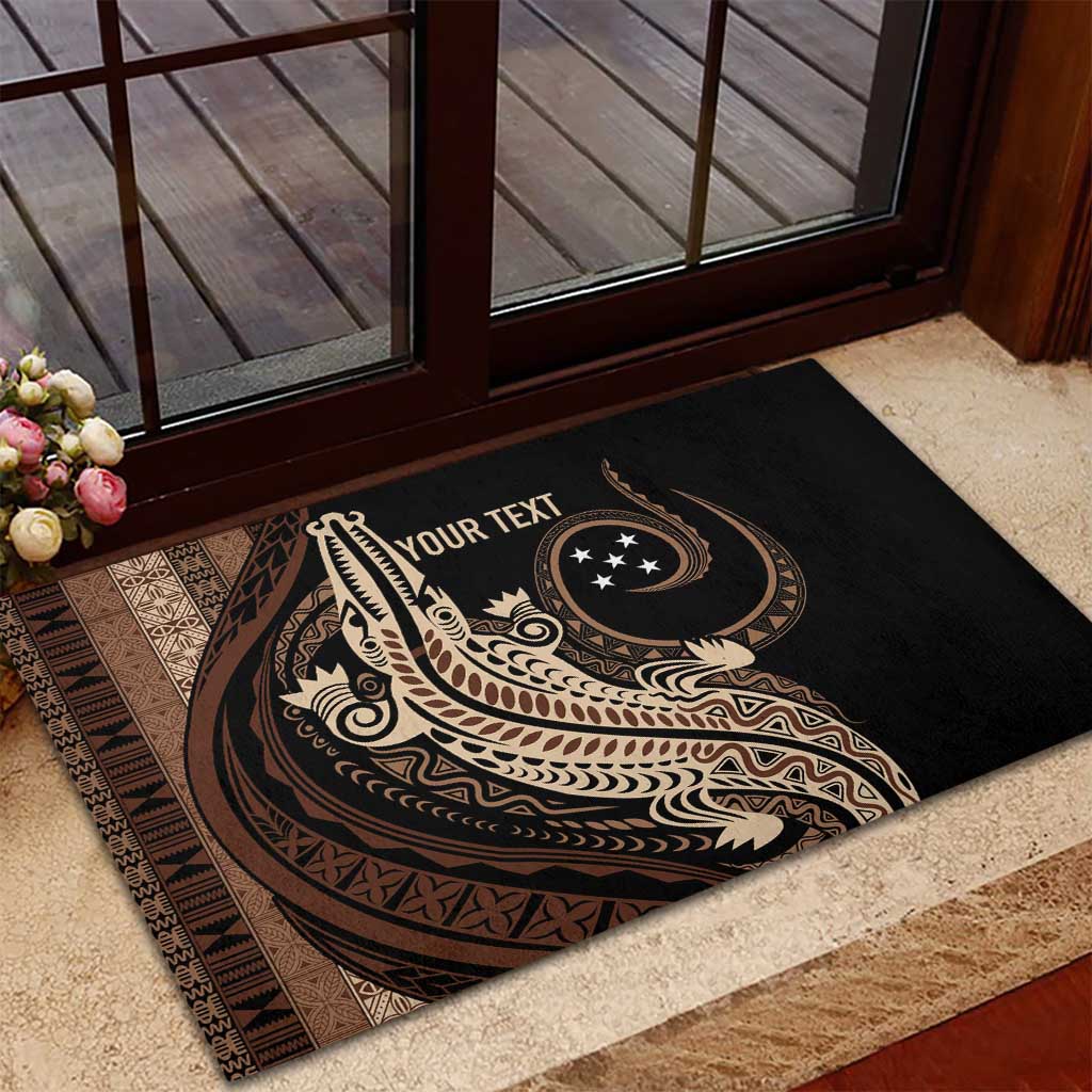 Personalized Solomon Islands Crocodile Rubber Doormat Hapi Isles - Independence Anniversary