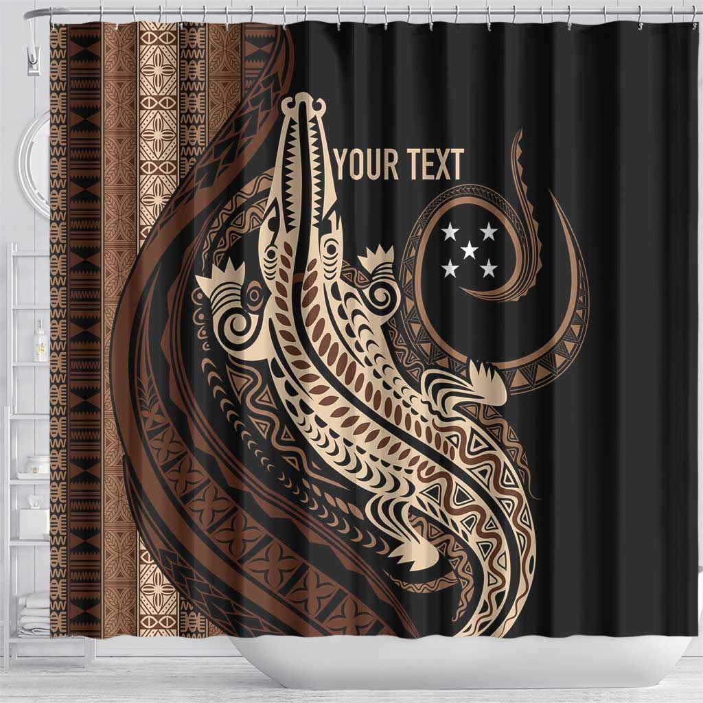Personalized Solomon Islands Crocodile Shower Curtain Hapi Isles - Independence Anniversary